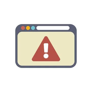 Web browser window displaying warning sign icon Stock Illustration