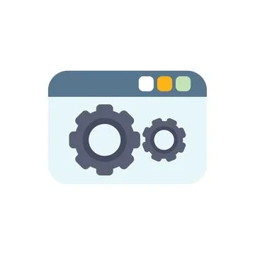 Web browser window displaying working gears optimization concept Illustrazione stock