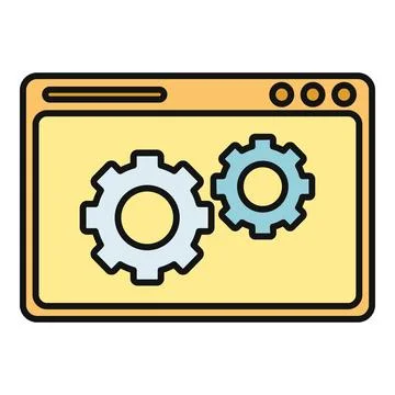 Web browser window with gears depicting website settings Stock Illustration