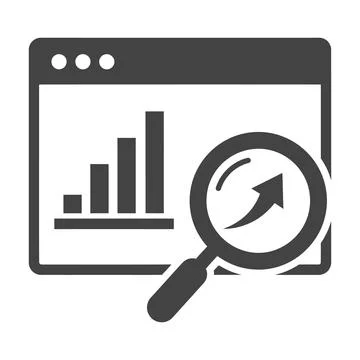 Web Browser Window with Growth Chart and Magnifying Glass Stock Illustration