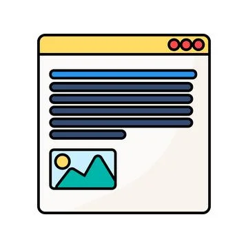 Web browser window layout article content outline vector isolated icon Stock Illustration