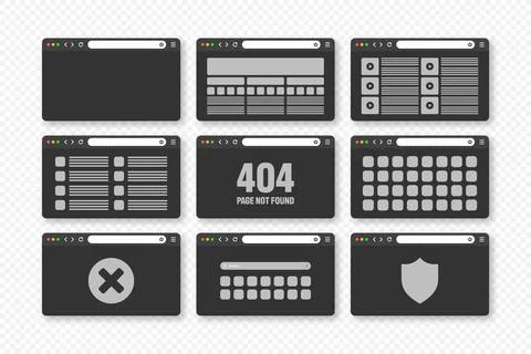Web browser window, pages layout with toolbar and search field. Modern website 스톡 일러스트