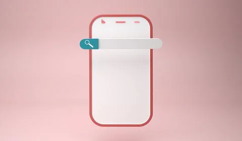 Web browser window with searching or finding button. 3D rendering. Stockillustratie