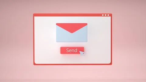 Web browser window with searching or finding button. 3D rendering. Illustrazione stock