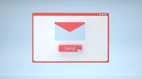 Web browser window with searching or finding button. 3D rendering. Illustrazione stock