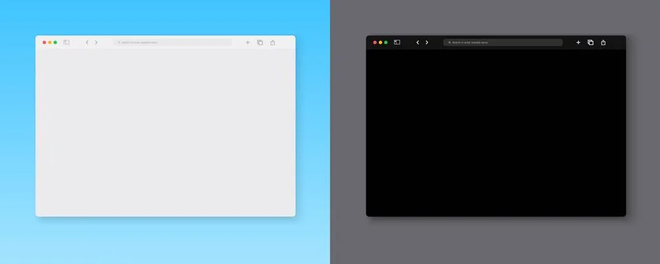 Web browser window template. Blank screen web browser in flat design. Vector  Stock Illustration