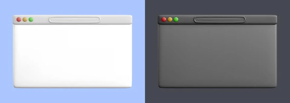 Web browser window template. Blank screen web browser in realistic design. Ve Illustrazione stock