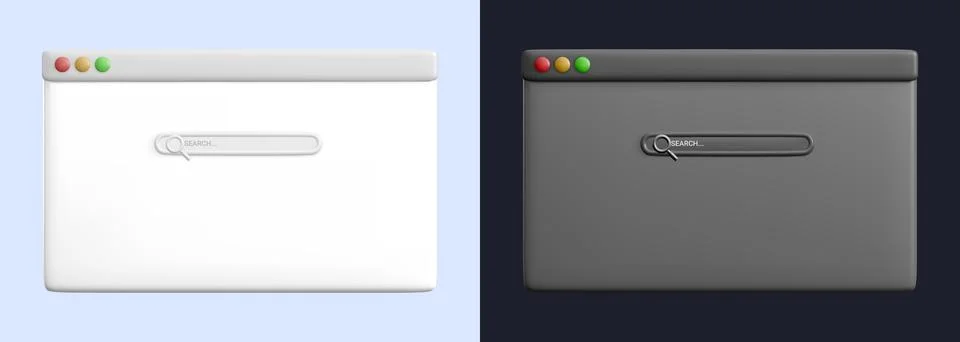 Web browser window template. Blank screen web browser in realistic design. Ve Illustrazione stock