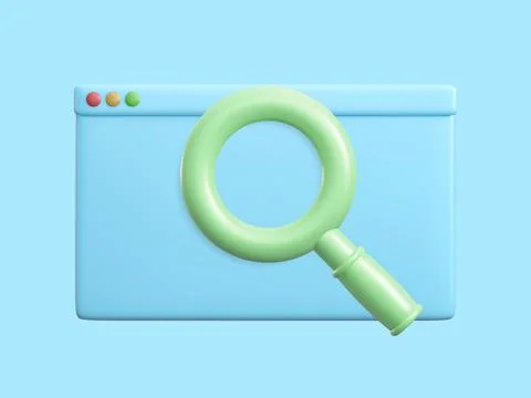 Web browser window template with magnifier. Blank screen web browser and magn イラスト素材