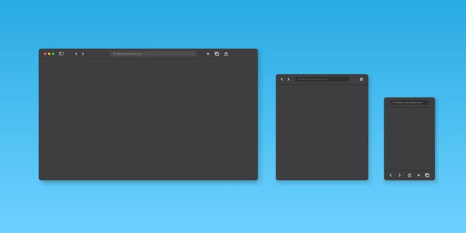 Web browser window template. Website browser different devices. Vector illust Stockillustratie
