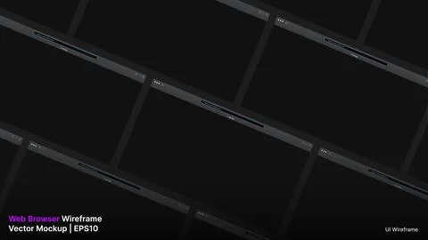 Web Browser Wireframe. Vector Dark Mockup Slide Stock Illustration