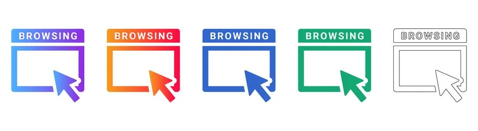 Web Browsing and Internet Navigation Icon Set Stockillustratie