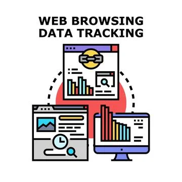 Web browsing data tracking concept collecting user information Illustrazione stock