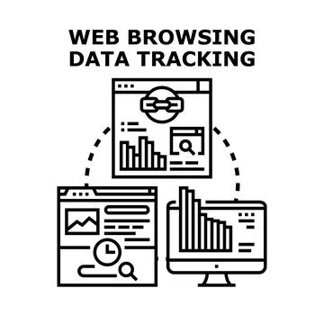 Web browsing data tracking concept collecting user information Illustrazione stock