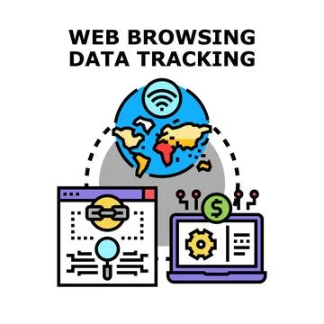 Web browsing data tracking digital privacy concept Stock Illustration
