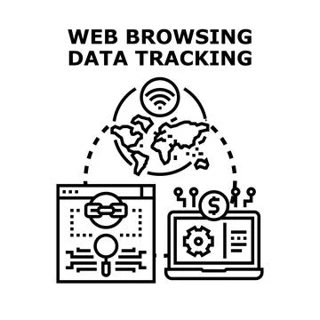 Web browsing data tracking digital privacy concept Stock Illustration