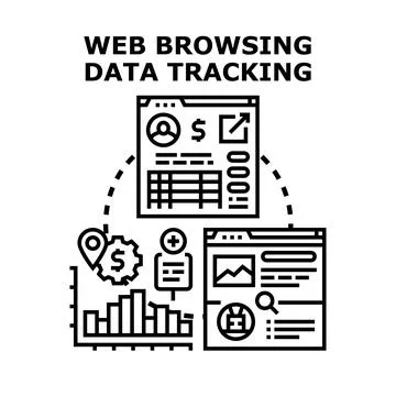 Web browsing data tracking for online information analytics Stock Illustration
