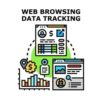 Web browsing data tracking for online information analytics Stock Illustration