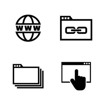 Web Browsing. Simple Related Vector Icons Stock Illustration