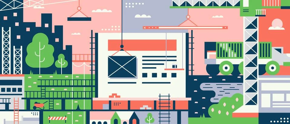 Web building constraction site Ilustración de archivo