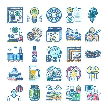 Web business financial technology creative icons collection Stock Illustration