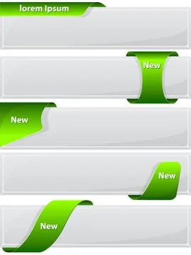 Web button with green ribbon Illustrazione stock