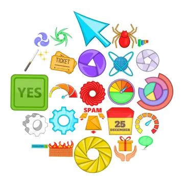 Web button icons set, cartoon style Stockillustratie