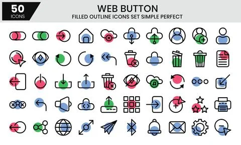 Web button outline color icons set.Vector illustration Stock Illustration
