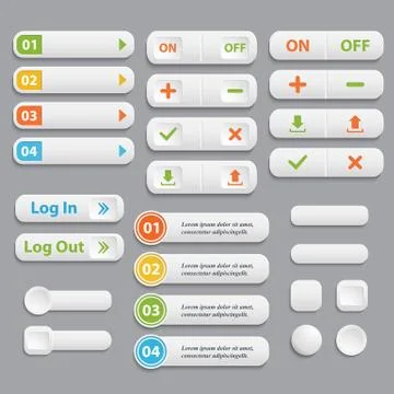 Web buttons collection.Vector realistic Stock Illustration