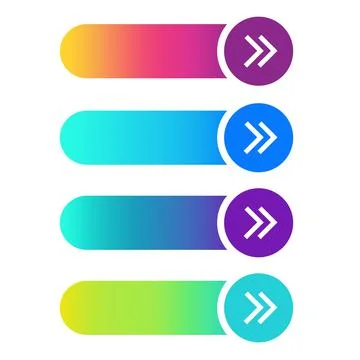 Web buttons with color gradient and thin line outline style.button Ilustração Stock