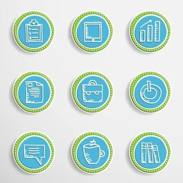 Web Buttons with Drawing Icons Stock Illustration