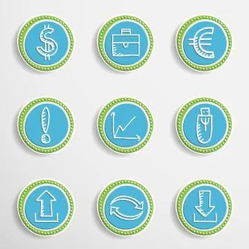 Web Buttons with Drawing Icons Stock Illustration