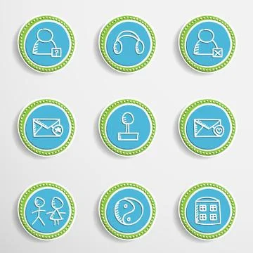 Web Buttons with Drawing Icons Stock Illustration