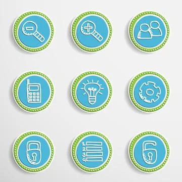 Web Buttons with Drawing Icons Stock Illustration