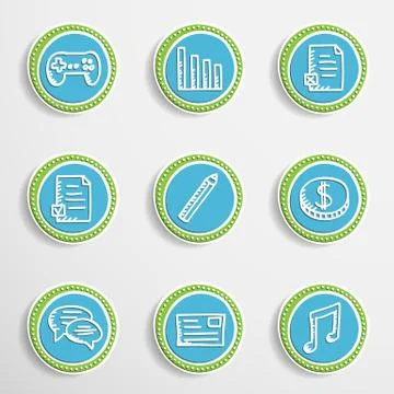 Web Buttons with Drawing Icons Stock Illustration