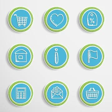 Web Buttons with Drawing Icons Stock Illustration