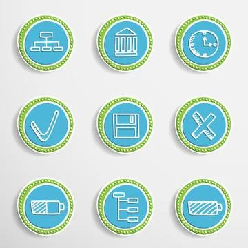 Web Buttons with Drawing Icons Stock Illustration