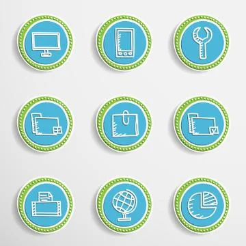 Web Buttons with Drawing Icons Stock-Illustration