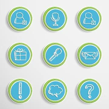 Web Buttons with Drawing Icons Stock Illustration