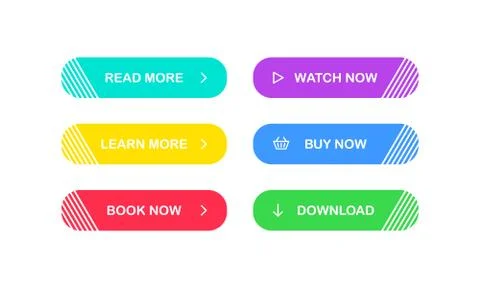 Web Buttons set. Read Learn more Book Watch Buy Download now. Vector EPS 10 Stock Illustration