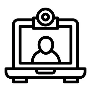 Web cam chat icon, outline style Stock Illustration