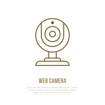 Web cam flat line icon. Internet communication sign, vector illustration of Stock Illustration