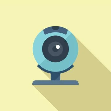 Web camera control icon flat vector. Data system Illustrazione stock