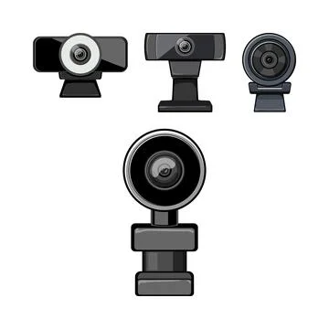 Web camera devices for online video streaming Illustrazione stock