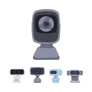 Web camera devices for online video communication Stock Illustration