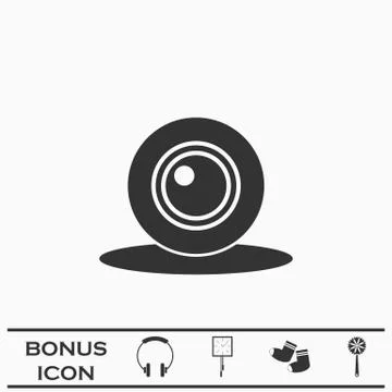 Web camera icon flat. Stock Illustration