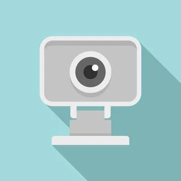 Web camera icon, flat style Stock Illustration