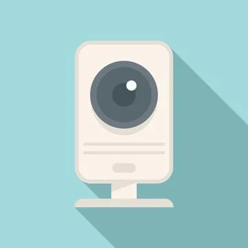Web camera icon flat . Video camcorder Stock Illustration
