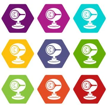 Web camera icons set 9 Stock Illustration