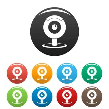 Web camera icons set color 스톡 일러스트